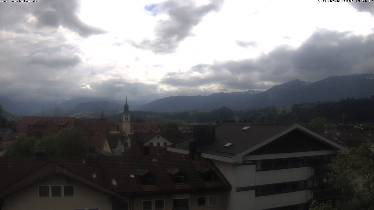 Panoramawebcam auf dem Campingplatz Sonthofen mit Blick in die Oberstdorfer Berge und das Illertal